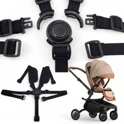 Bezpieczne szelki do wózka dziecięcego – uniwersalne i regulowane | czarne