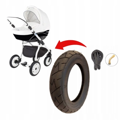 Opona + dętka 10 cali przód do wózka Adamex Jogger – gięty wentyl