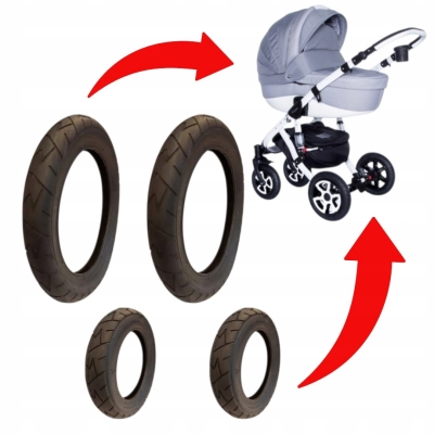 Czeski komplet opon 12+10 cali do wózka Adamex BarlettaCzeski komplet opon 12+10 cali do wózka Adamex Barletta