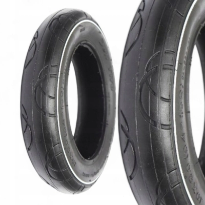 Opona do wózka BUGABOO 10 cali czarna | przednie koło z białą linią