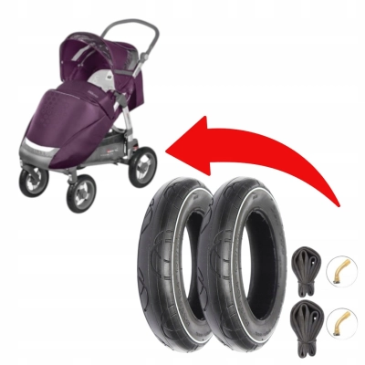 Opony 12” z białą linią + dętki gięty wentyl do ESPIR.O ENZO EVO tył