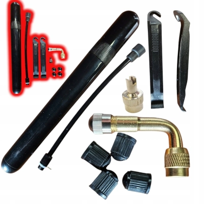 Narzędzia do opon i dętek wózka + pompka do kółek