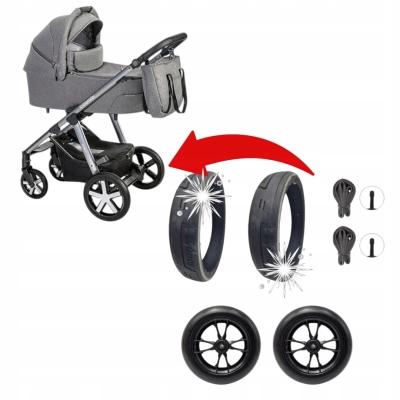 Komplet kółek i opon z odblaskiem do wózka Baby Design|295x52-229 + 210x35