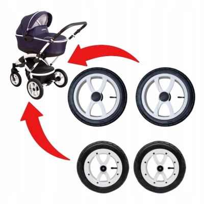 Komplet kół do wózka Coto.Baby Latina | 12+10 cali | białe